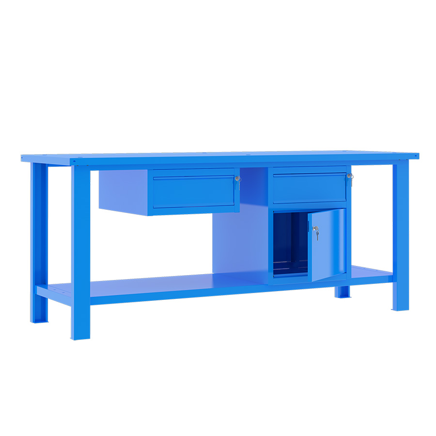 [049359] Banco de trabajo desmontable con encimera de acero - Dim.: 2000x700x860h mm - Azul ral 5015