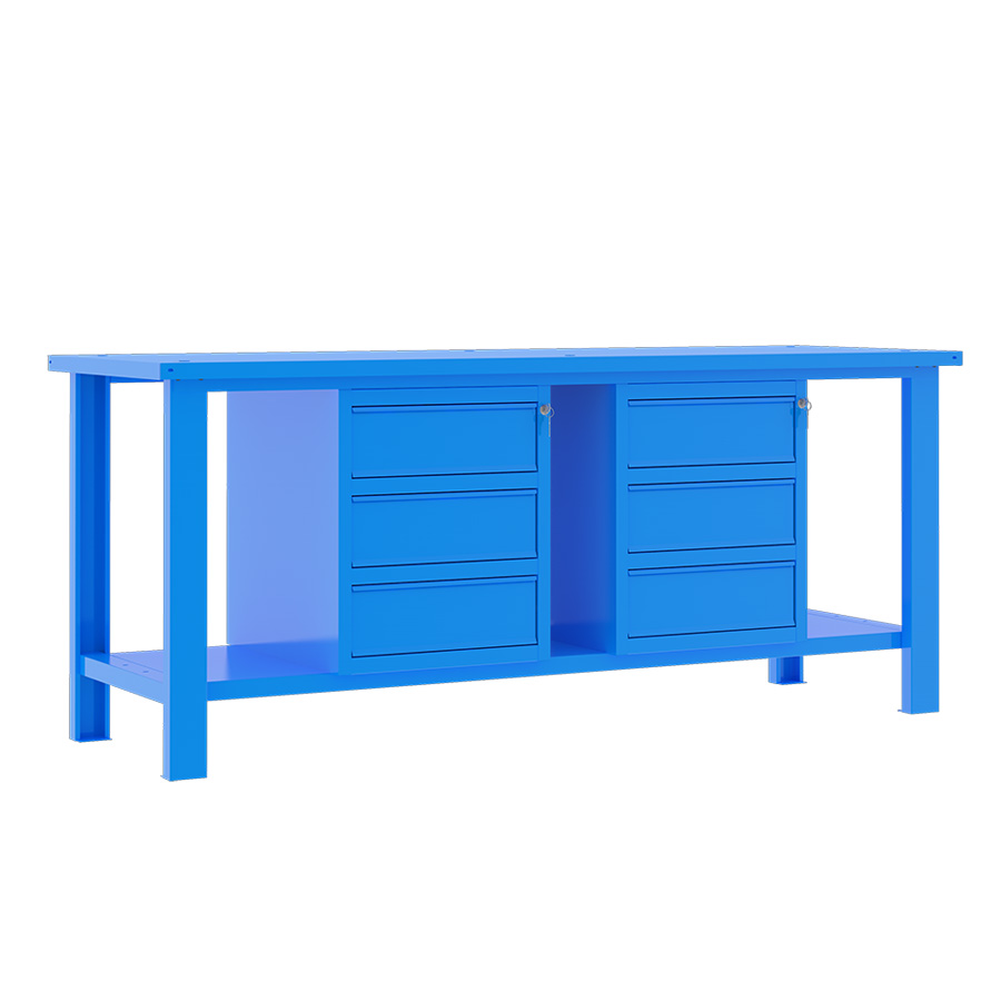 [049360] Banco de trabajo desmontable con encimera de acero - Dim.: 2000x700x860h mm - Azul ral 5015