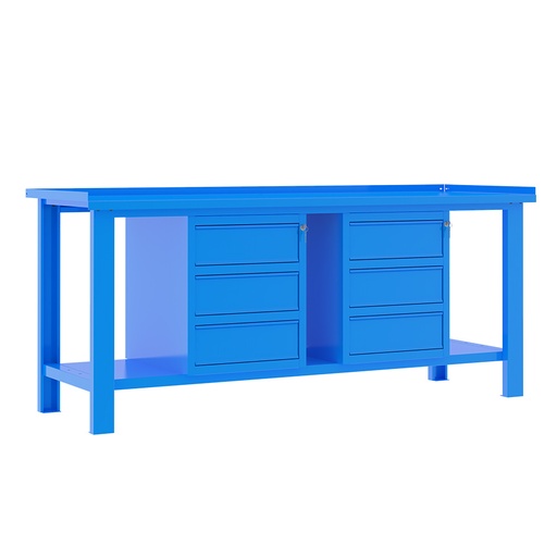 [049360] Banco de trabajo desmontable con encimera de acero - Dim.: 2000x700x890h mm - Azul ral 5015