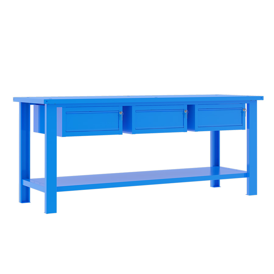 [049365] Banco de trabajo desmontable con encimera de acero - Dim.: 2000x700x860h mm - Azul ral 5015