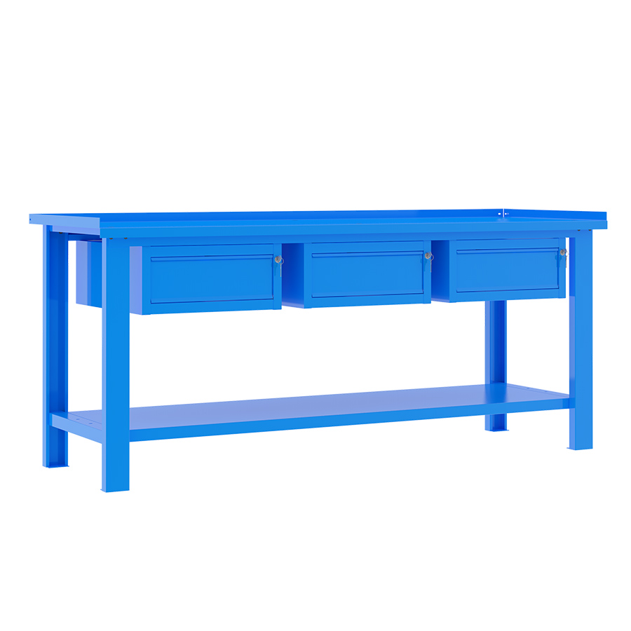 [049365] Banco de trabajo desmontable con encimera de acero sin reborde - Dim.: 2000x700x877h mm - Azul ral 5015