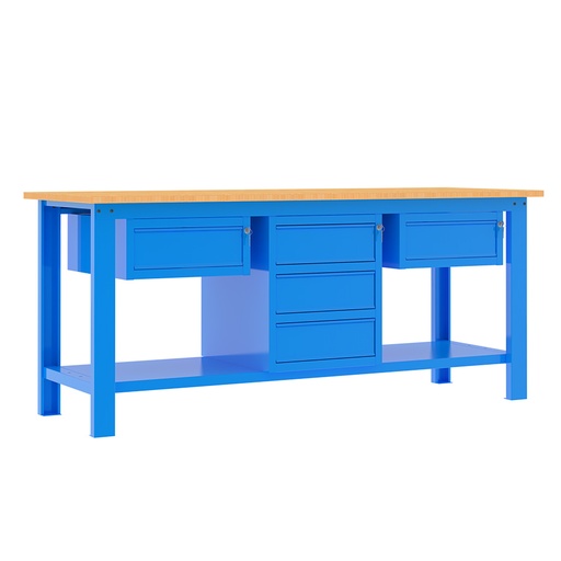 [049366] Banco de trabajo desmontable con encimera de madera - Dim.: 2000x700x877h mm - Azul ral 5015