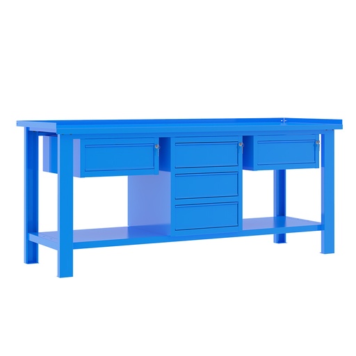 [049367] Banco de trabajo desmontable con encimera de acero - Dim.: 2000x700x877h mm - Azul ral 5015