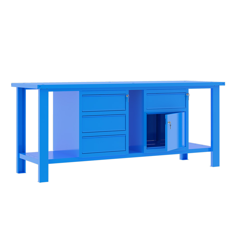 [049368] Banco de trabajo desmontable con encimera de acero - Dim.: 2000x700x860h mm - Azul ral 5015