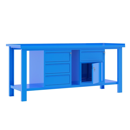 [049368] Banco de trabajo desmontable con encimera de acero - Dim.: 2000x700x890h mm - Azul ral 5015
