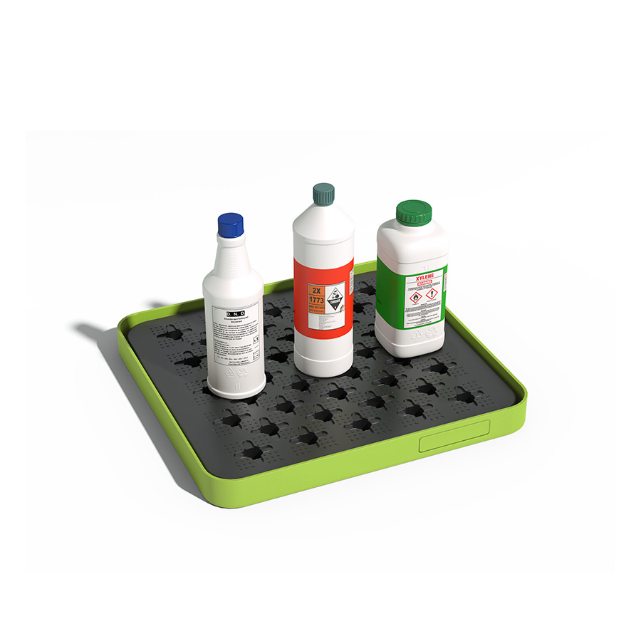 [049372] Cubeta colectora plástica de 5 lts. de capacidad para recipientes pequeños con rejilla - Dim.: 445x415x45h mm - Verde