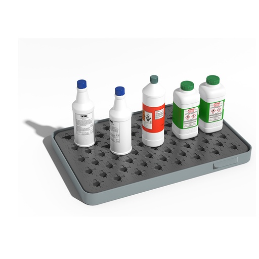 [049377] Cubeta colectora plástica de 8 lts. de capacidad para recipientes pequeños con rejilla - Dim.: 635x410x50h mm - Gris