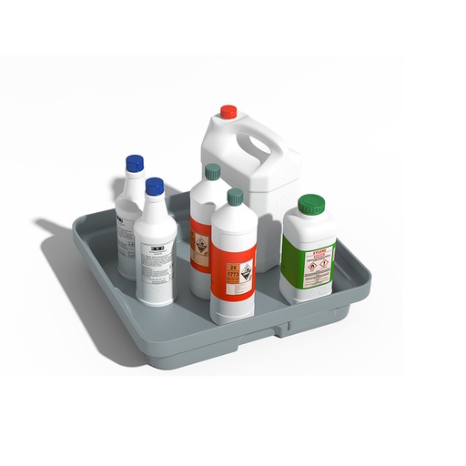 [049379] Cubeta colectora plástica de 10 lts. de capacidad para recipientes pequeños - Dim.: 445x415x90h mm - Gris