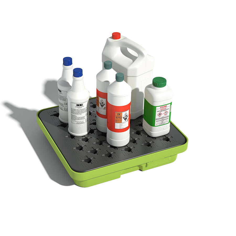 [049380] Cubeta colectora plástica de 10 lts. de capacidad para recipientes pequeños con rejilla - Dim.: 445x415x90h mm - Verde