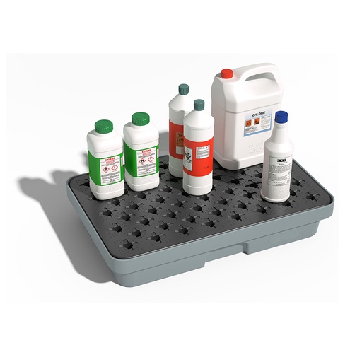 [049385] Cubeta colectora plástica de 20 lts. de capacidad para recipientes pequeños con rejilla - Dim.: 640x410x115h mm - Gris