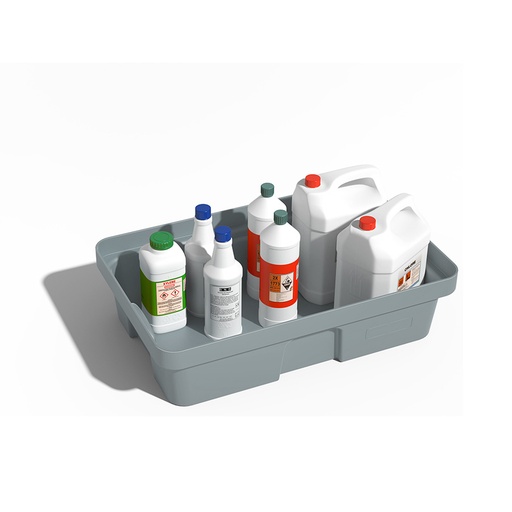 [049387] Cubeta colectora plástica de 30 lts. de capacidad para recipientes pequeños - Dim.: 640x410x165h mm - Gris