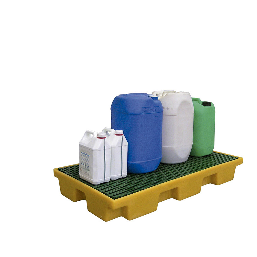 [049403] Cubeta colectora plástica de 80 lts. de capacidad para botellas y garrafas con rejilla - Dim.: 1220x660x150h mm - Amarillo