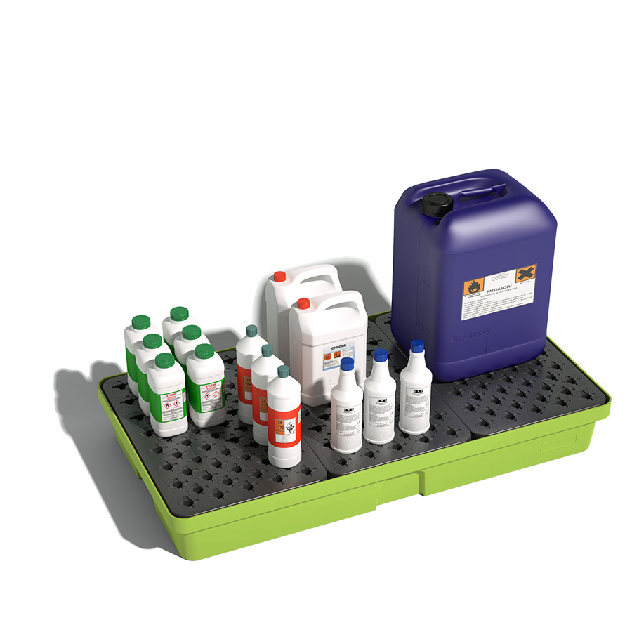 [049406] Cubeta colectora plástica de 90 lts. de capacidad para botellas y garrafas con rejilla - Dim.: 1200x640x160h mm - Verde