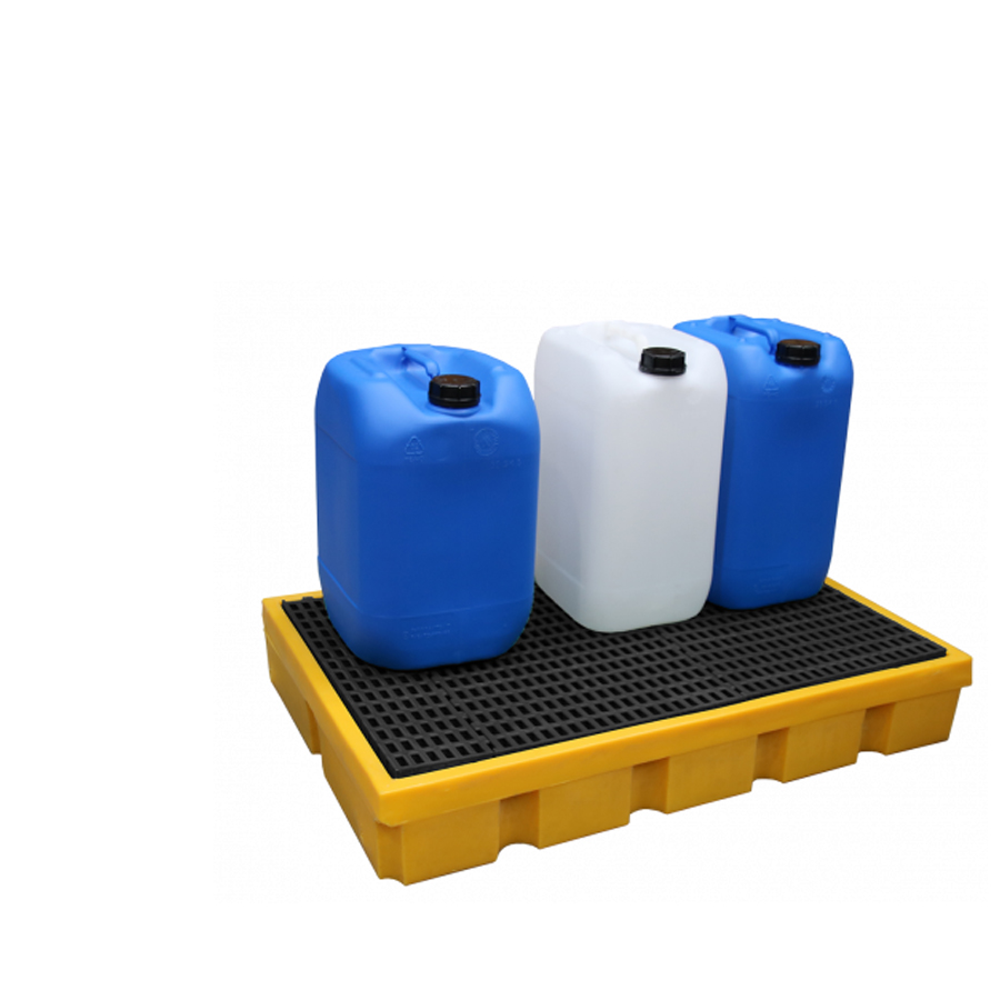 [049409] Cubeta colectora plástica de 100 lts. de capacidad para botellas y garrafas con rejilla - Dim.: 990x645x145 mm - Amarillo