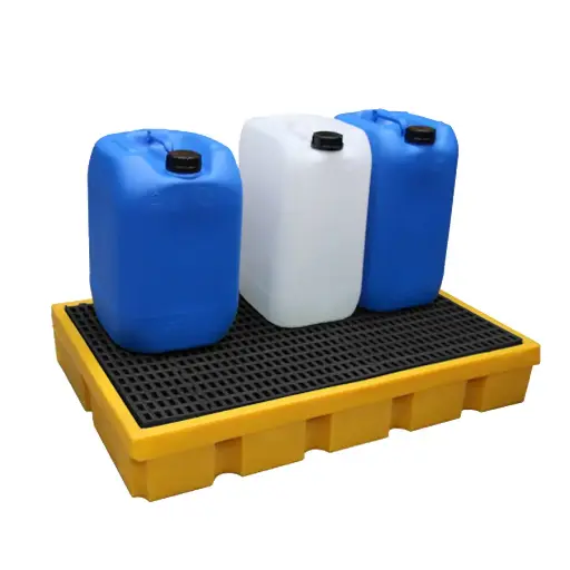 [049409] Cubeta colectora plástica de 100 lts. de capacidad para botellas y garrafas con rejilla - Dim.: 990x645x145 mm - Amarillo