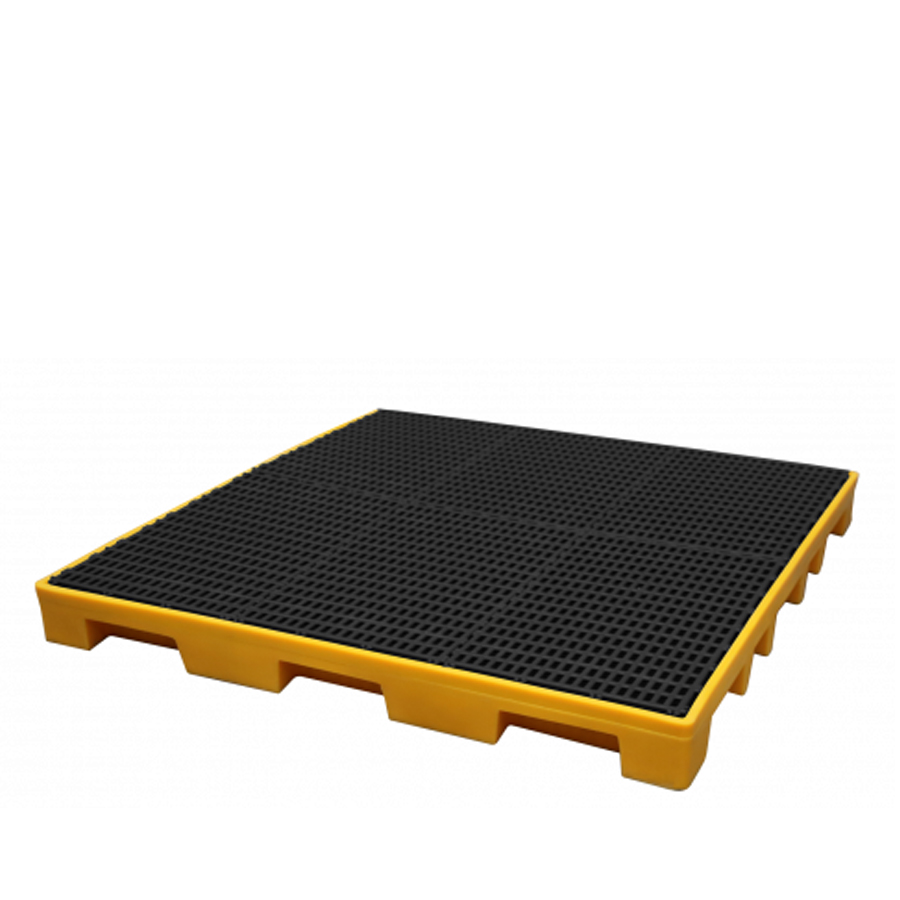 [049410] Cubeta colectora plástica de 120 lts. de capacidad para botellas y garrafas con rejilla - Dim.: 1230x1230x115h mm - Amarillo