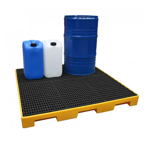 [049410] Cubeta colectora plástica de 120 lts. de capacidad para botellas y garrafas con rejilla - Dim.: 1230x1230x115h mm - Amarillo