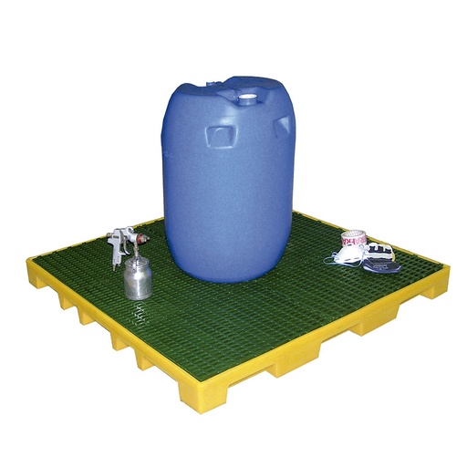 [049410] Cubeta colectora plástica de 120 lts. de capacidad para botellas y garrafas con rejilla - Dim.: 1230x1230x115h mm - Amarillo