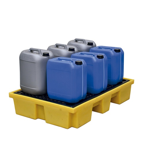 [049412] Cubeta colectora plástica de 120 lts. de capacidad para botellas y garrafas con rejilla - Dim.: 1240x840x230h mm - Amarillo