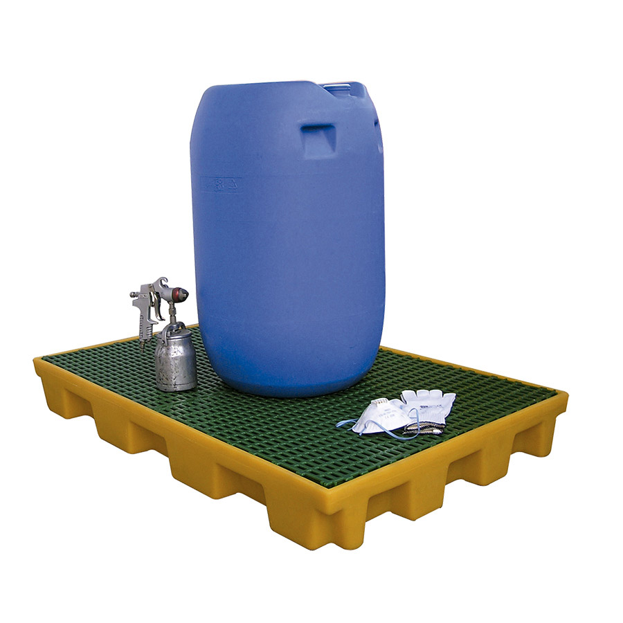 [049414] Cubeta colectora plástica de 120 lts. de capacidad para botellas y garrafas con rejilla - Dim.: 1270x825x150h mm - Amarillo