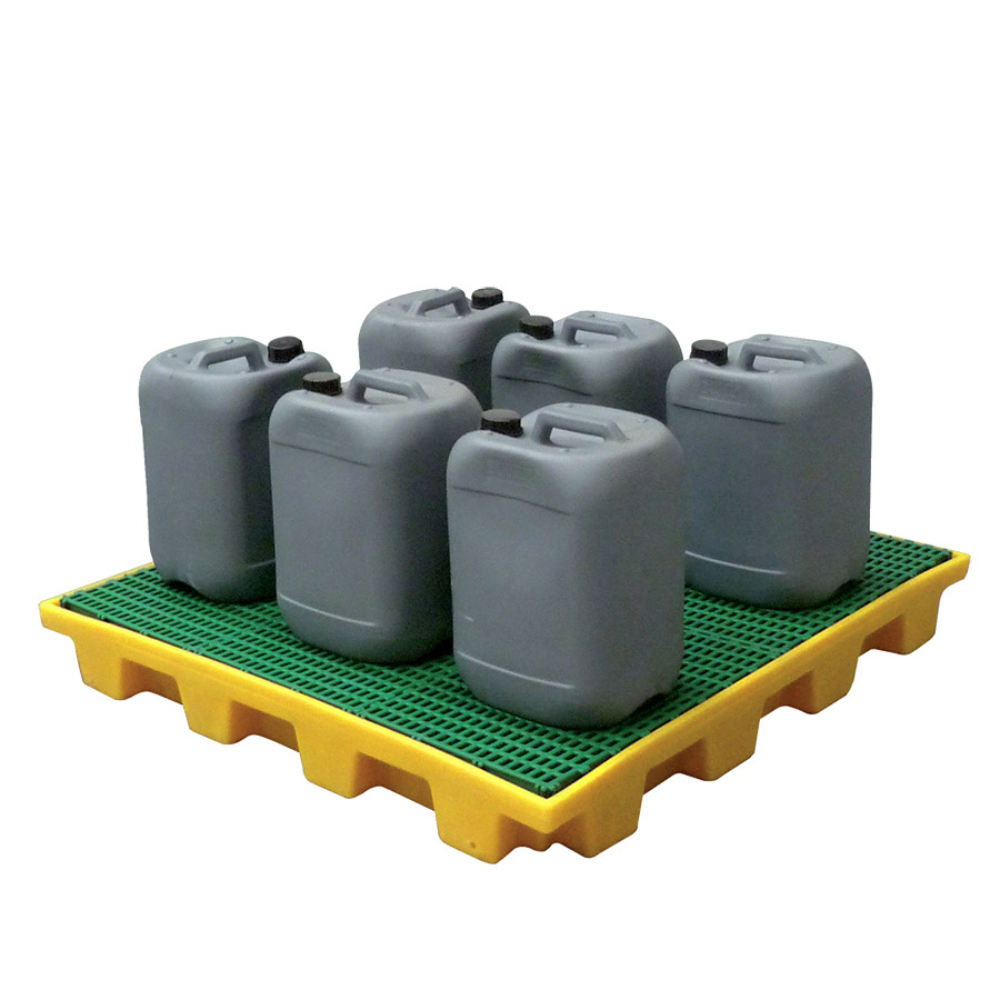 [049415] Cubeta colectora plástica de 180 lts. de capacidad para botellas y garrafas con rejilla - Dim.: 1280x1230x150h mm - Amarillo