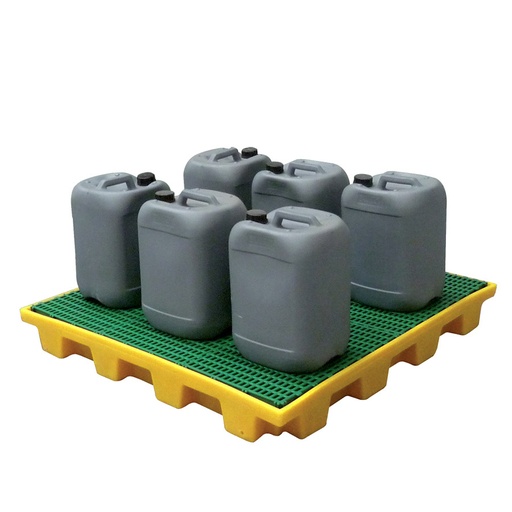[049415] Cubeta colectora plástica de 180 lts. de capacidad para botellas y garrafas con rejilla - Dim.: 1280x1230x150h mm - Amarillo