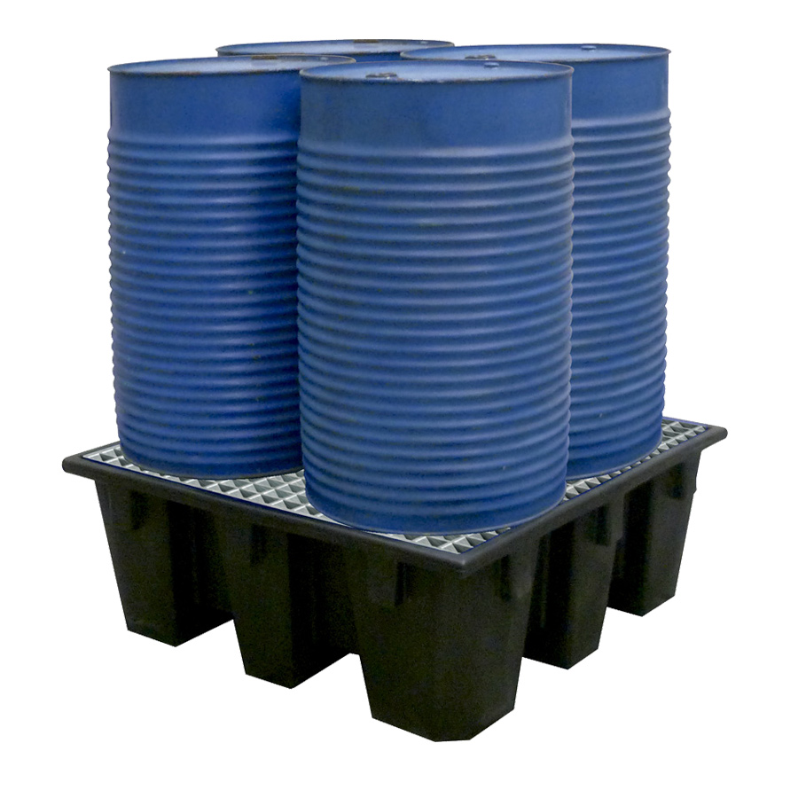 [049420] Cubeto de retención plástica con rejilla de acero galvanizado - Cap.: 450 lts. - Dim.: 1300x1300x485h mm - Negro