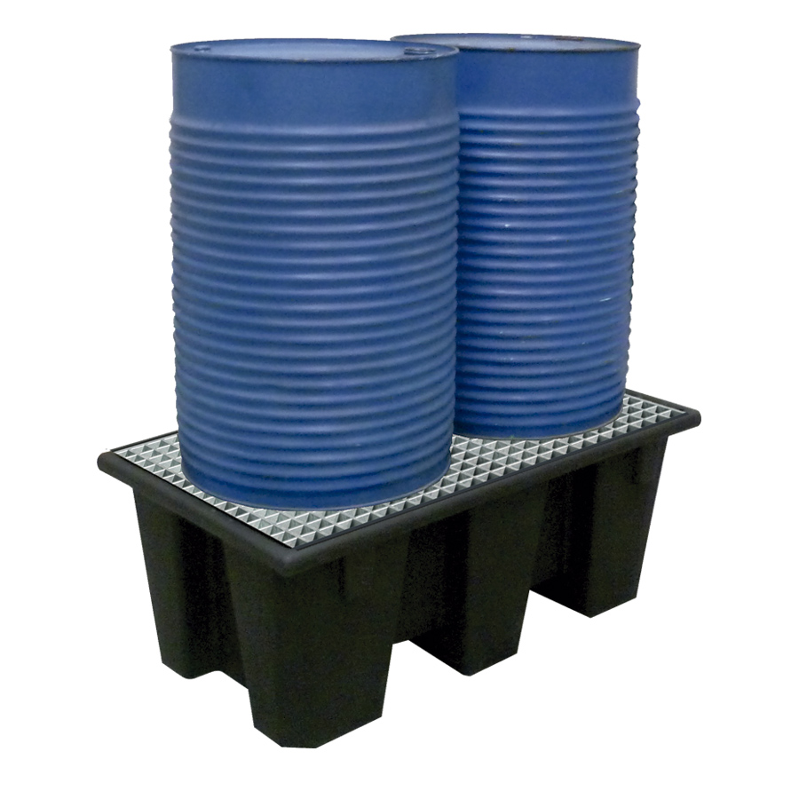 [049421] Cubeto de retención de plástico con rejilla de acero galvanizado - Cap.: 220 lts. - Dim.: 1265x700x495h mm - Negro