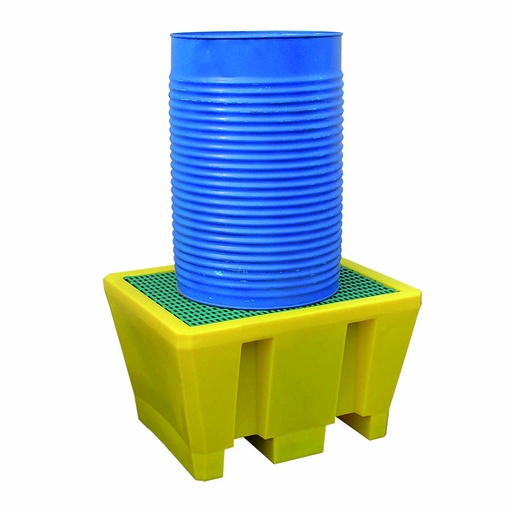 [049422] Cubeto de retención de plástico con rejilla plástica - Cap.: 225 lts. - Dim.: 925x755x555h mm - Amarillo