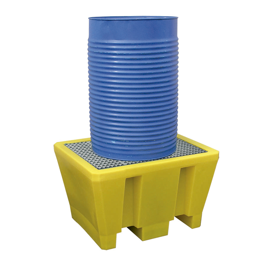 [049423] Cubeto de retención de plástico con rejilla de acero galvanizado - Cap.: 225 lts. - Dim.: 925x755x555h mm - Amarillo