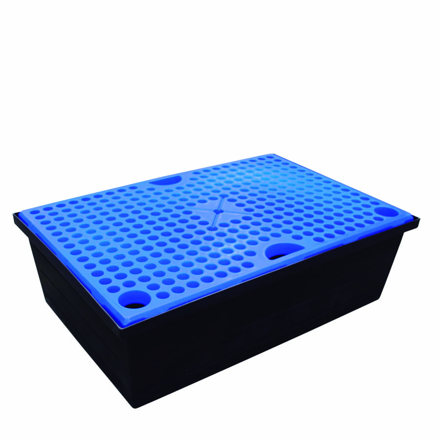 [049428] Cubeto de retención de plástico con rejilla de plástico - Cap.: 240 lts. - Dim.: 1222x815x350h mm - Negro