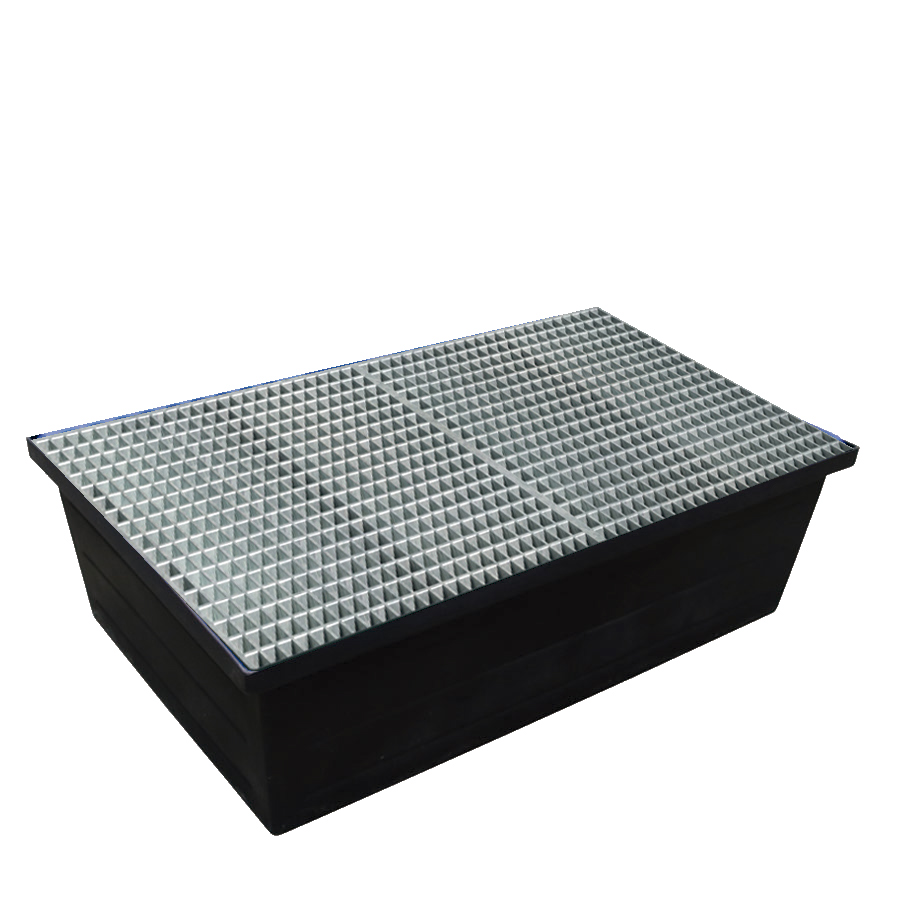 [049429] Cubeto de retención de plástico con rejilla metálica - Cap.: 240 lts. - Dim.: 1222x815x350h mm - Negro