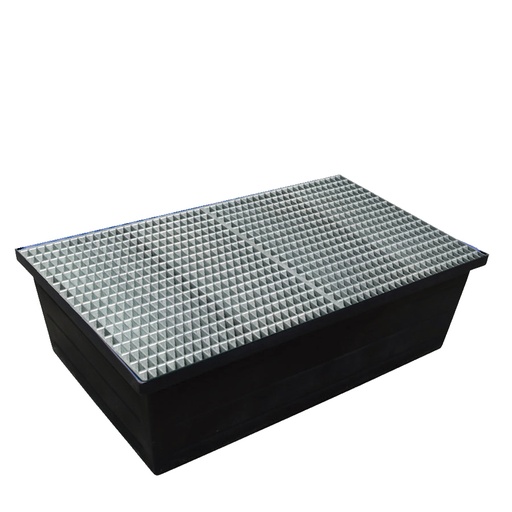 [049429] Cubeto de retención de plástico con rejilla metálica - Cap.: 240 lts. - Dim.: 1222x815x350h mm - Negro