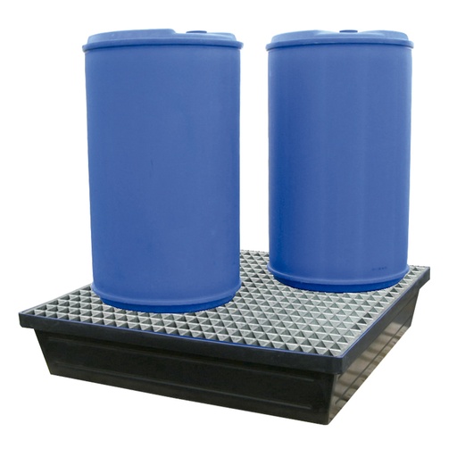 [049432] Cubeto de retención de plástico con rejilla metálica - Cap.: 240 lts. - Dim.: 1222x1222x240h mm - Negro