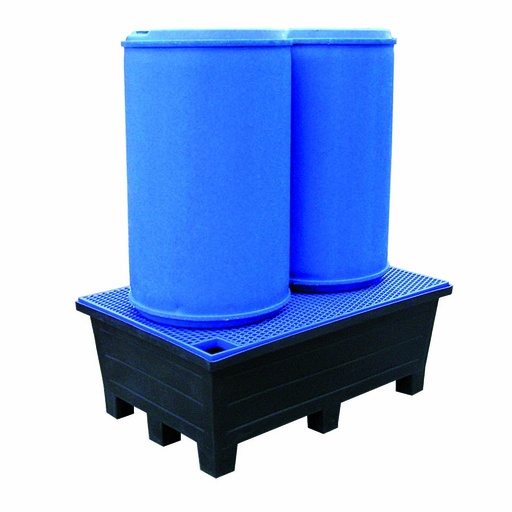 [049434] Cubeto de retención de plástico con patas y rejilla plástica - Cap.: 240 lts. - Dim.: 1222x815x475h mm - Negro