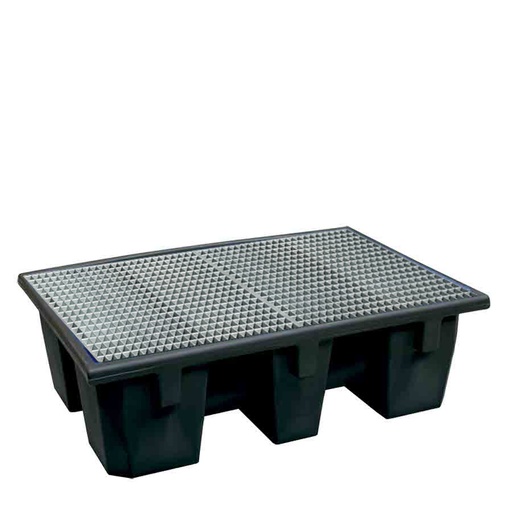 [049437] Cubeto de retención de plástico con rejilla metálica - Cap.: 240 lts. - Dim.: 1300x900x390h mm - Negro