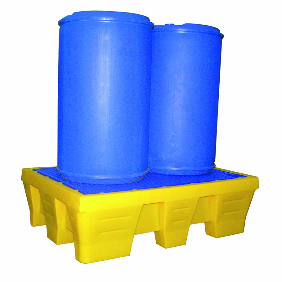 [049439] Cubeto de retención de plástico con rejilla plástica - Cap.: 240 lts. - Dim.: 1310x910x380h mm - Amarillo