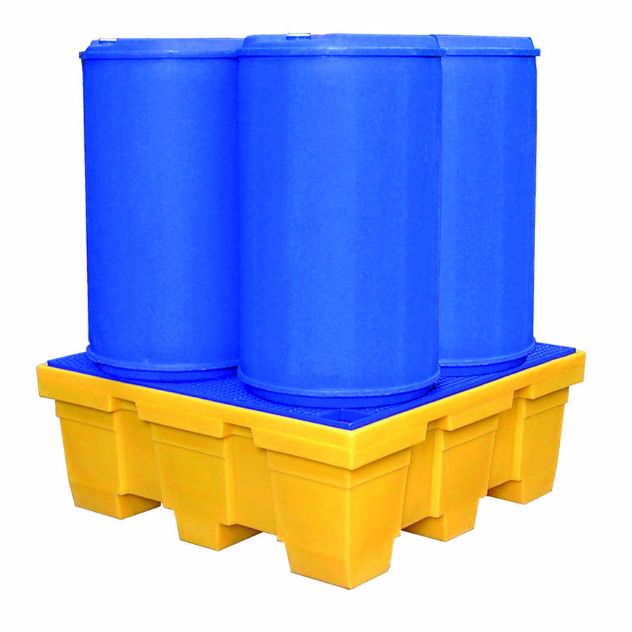 [049444] Cubeto de retención de plástico con rejilla plástica - Cap.: 450 lts. - Dim.: 1250x1250x475h mm - Amarillo