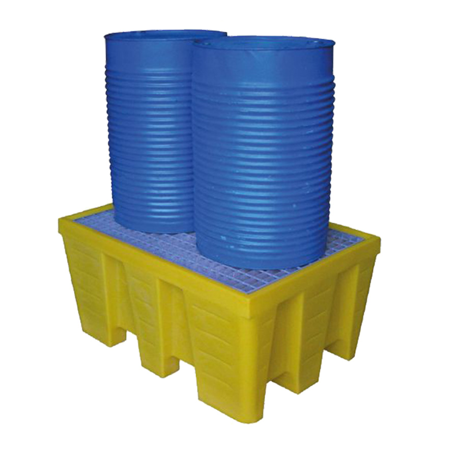 [049447] Cubeto de retención de plástico con rejilla de acero galvanizado - Cap.: 450 lts. - Dim.: 1300x900x620h mm - Amarillo