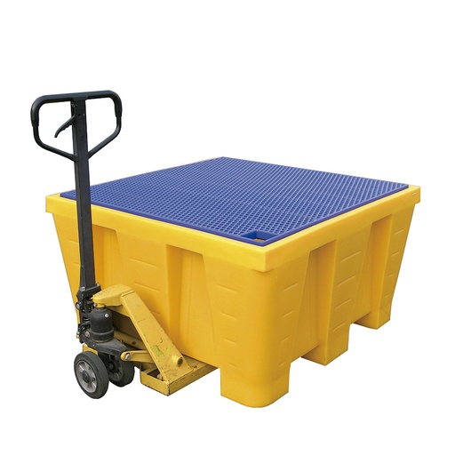 [049450] Cubeto de retención de plástico con rejilla plástica - Cap.: 880 lts. - Dim.: 1290x1290x705h mm - Amarillo