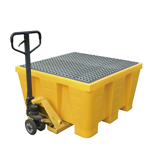 [049451] Cubeto de retención de plástico con rejilla metálica - Cap.: 880 lts. - Dim.: 1290x1290x705h mm - Amarillo