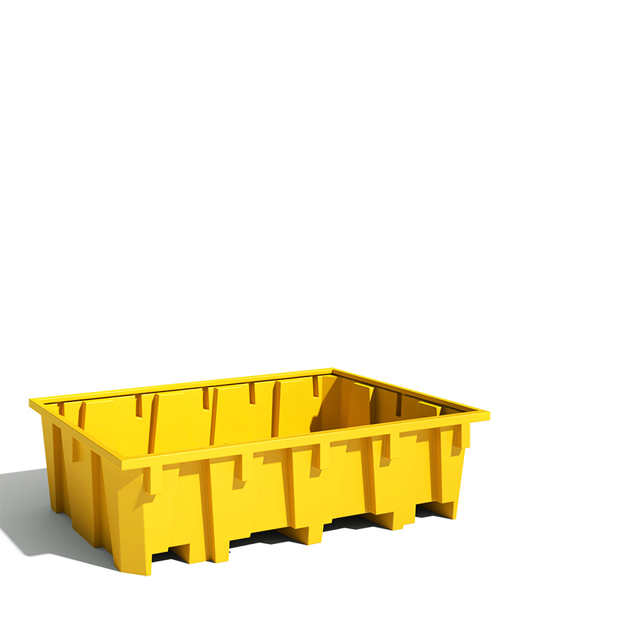 [049453] Cubeto de retención de polietileno para estantería de paletización - Cap.: 1050 lts - Dim.: 2180x1300x575h mm - Amarillo