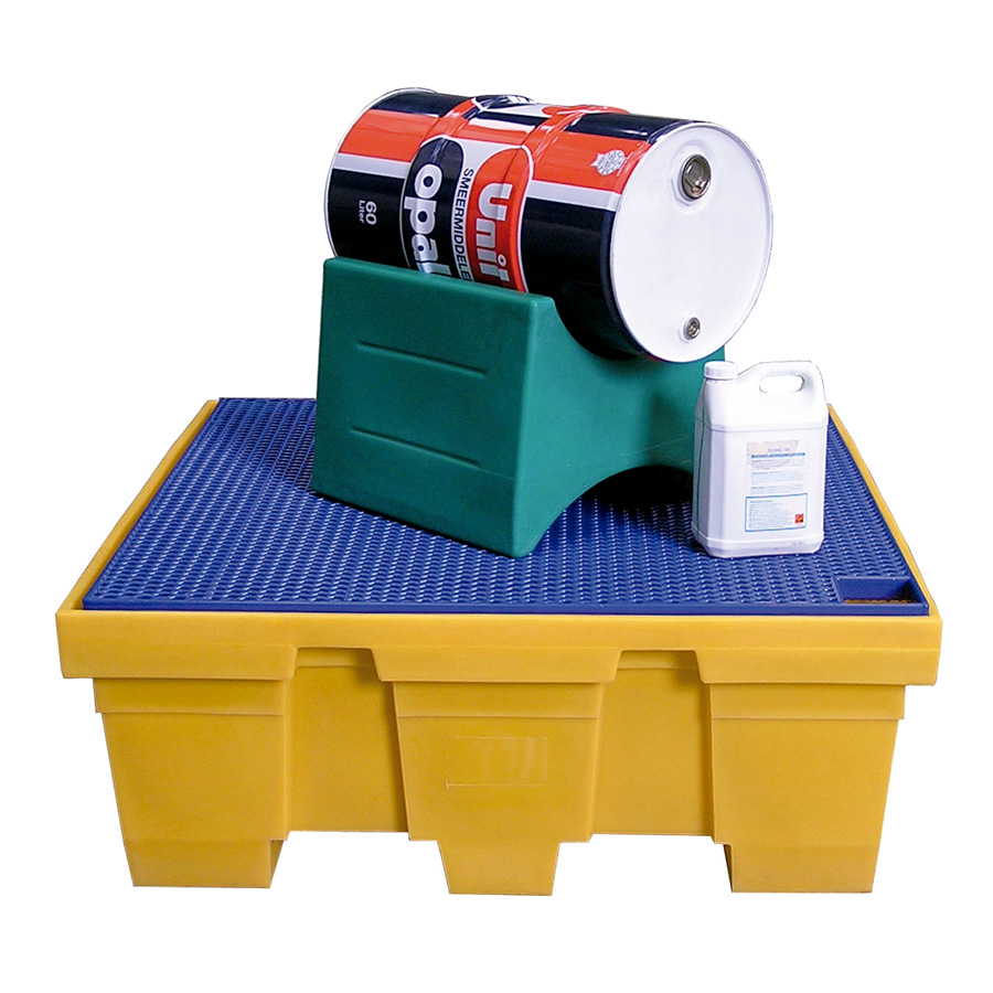 [049462] Soporte plástico para el almacenamiento de barriles tumbados de 60 lts. y 200 lts. - Dim.: 495x495x390h mm - Verde