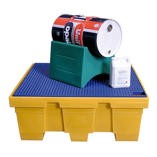 [049462] Soporte plástico para el almacenamiento de barriles tumbados de 60 lts. y 200 lts. - Dim.: 495x495x390h mm - Verde