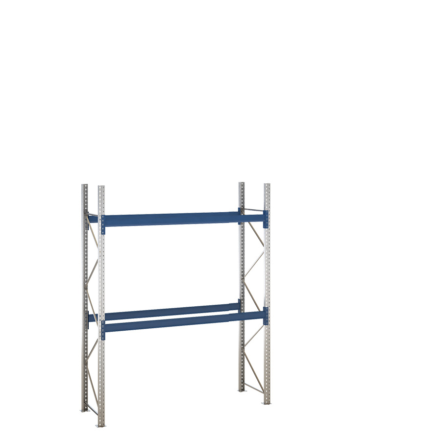 [049464] Estantería de paletización incial con 2 niveles de carga de 2500 kg cada uno - Dim.: 2380x800x3000h mm - Galvanizado y azul ral 5010