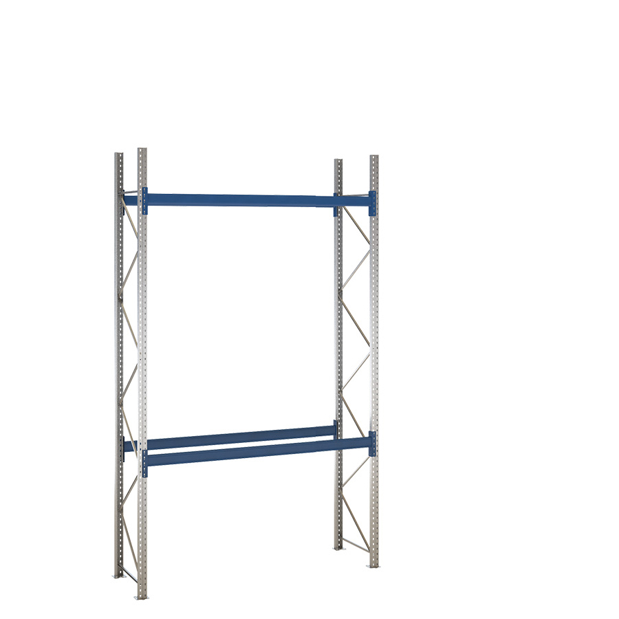 [049468] Estantería de paletización incial con 2 niveles de carga de 2500 kg cada uno - Dim.: 2400x800x4000h mm - Galvanizado y azul ral 5010