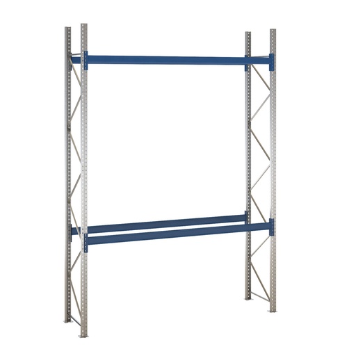 [049468] Estantería de paletización incial con 2 niveles de carga de 2500 kg cada uno - Dim.: 2400x800x4000h mm - Galvanizado y azul ral 5010