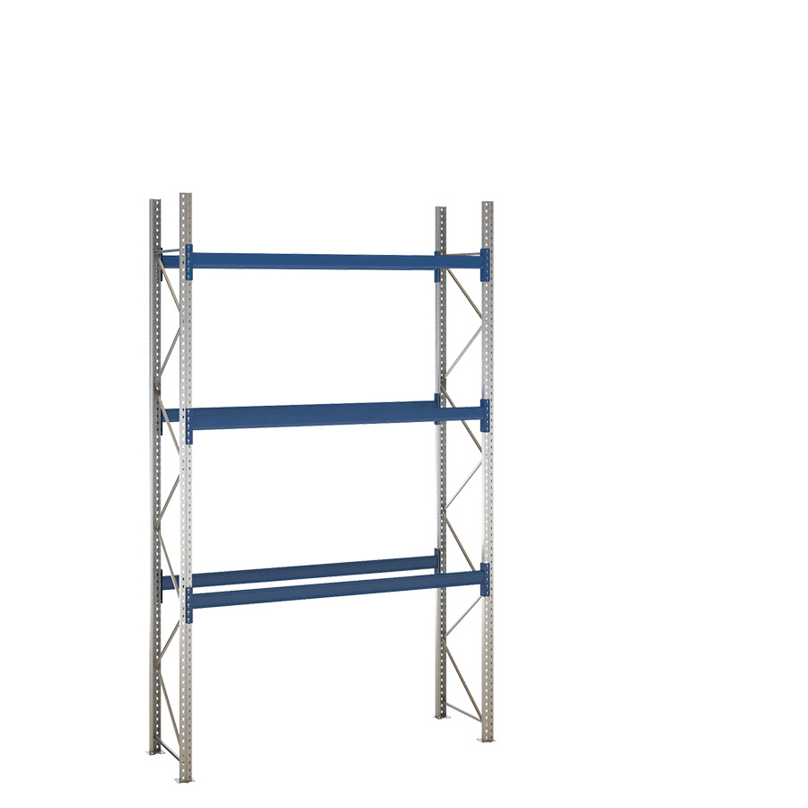 [049470] Estantería de paletización incial con 3 niveles de carga de 2500 kg cada uno - Dim.: 2300x800x4000h mm - Galvanizado y azul ral 5010