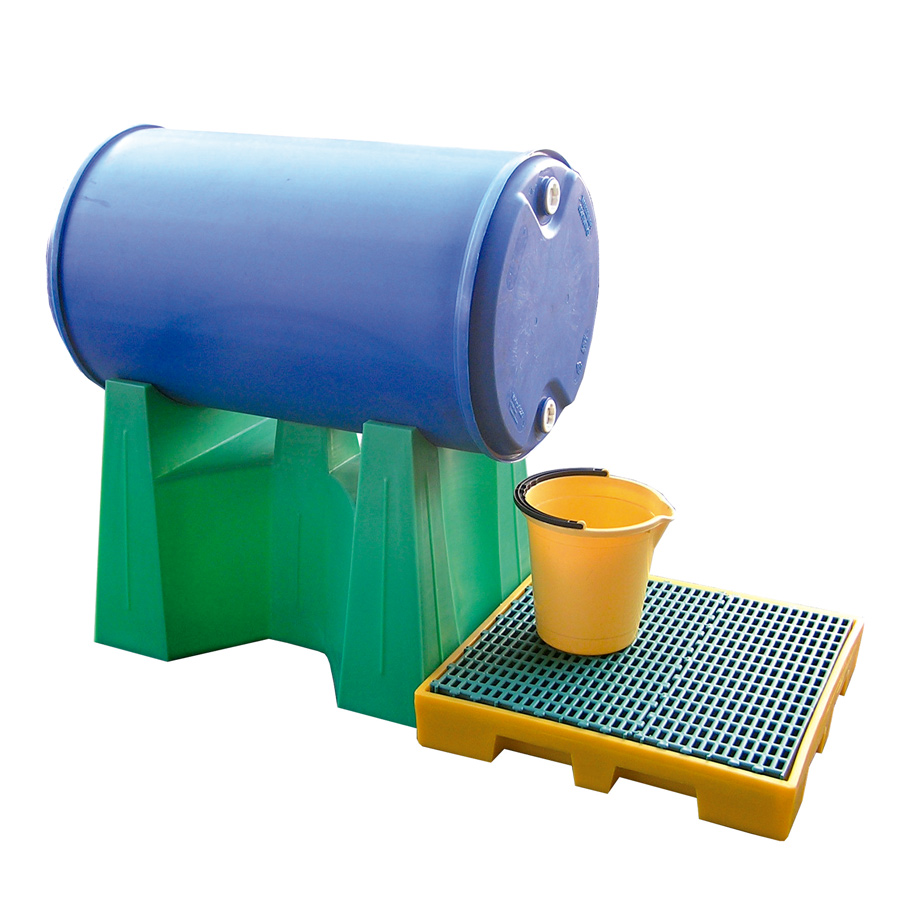 [049481] Soporte plástico para el almacenamiento barriles tumbados de 200 lts. - Dim.: 782x580x580h mm - Verde