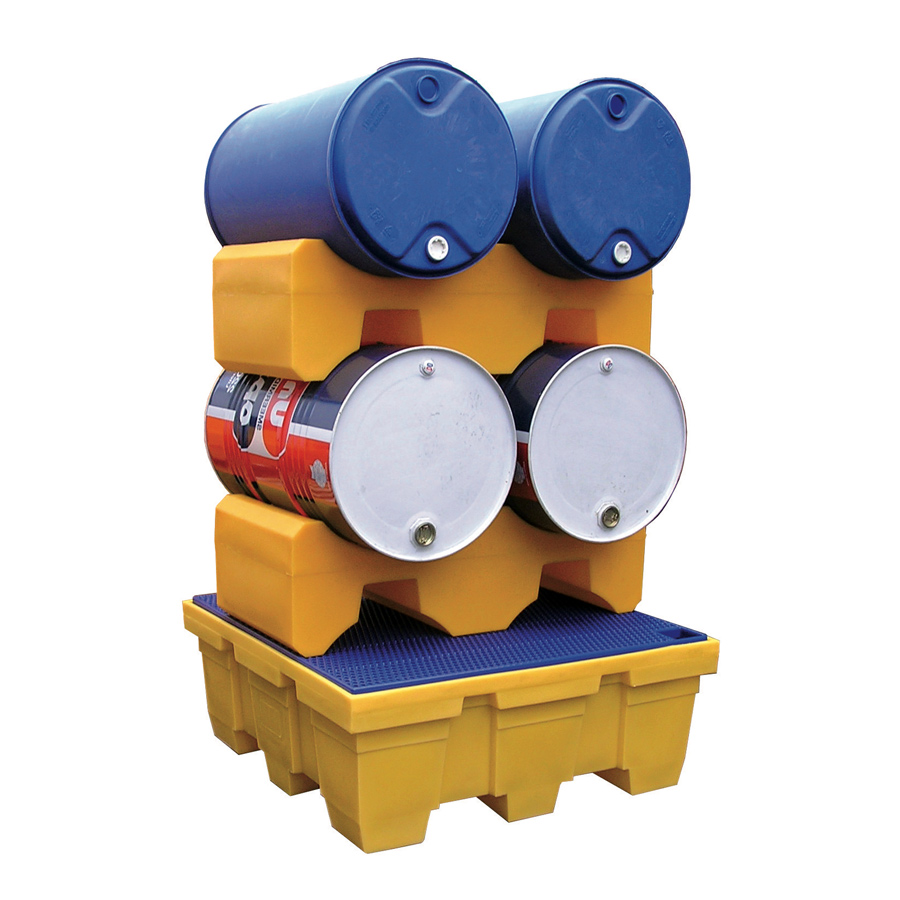 [049482] Soporte plástico para el almacenamiento de dos barriles tumbados de 220 lts. - Dim.: 1245x585x388h mm - Verde